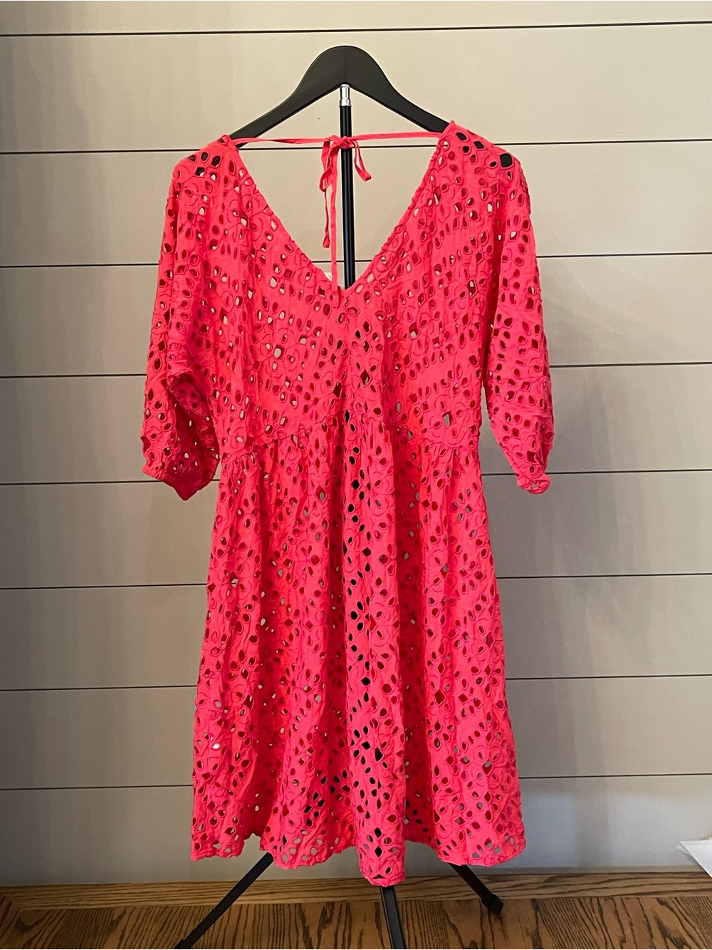 NWT Johnny Was California Neon Pink Eyelet Midi Dress Small